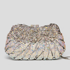 Moonlit Petals Trifecta Clutch - Silver Clutch Bag