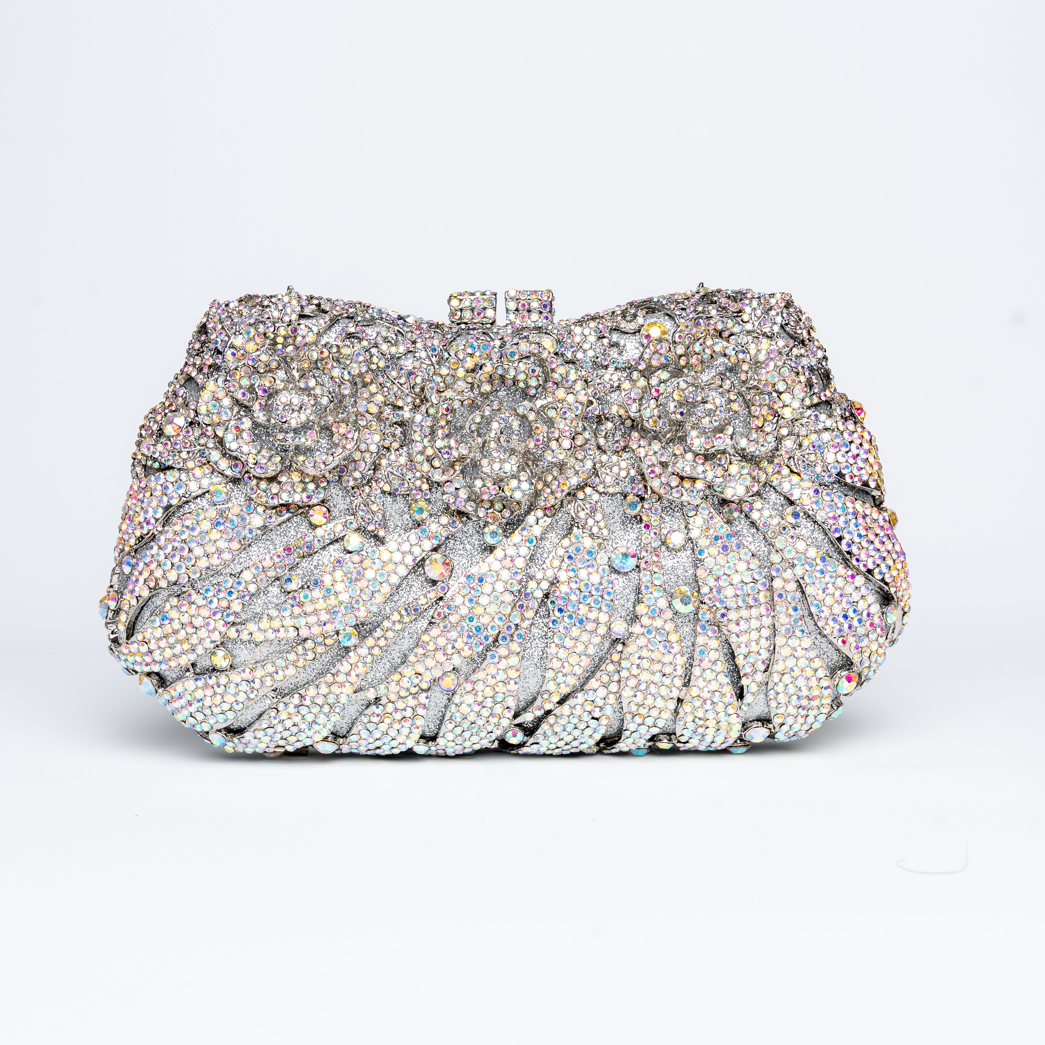 Moonlit Petals Trifecta Clutch - Silver Clutch Bag