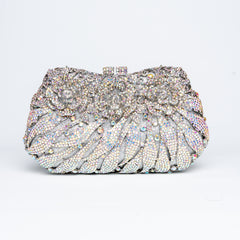 Moonlit Petals Trifecta Clutch - Silver Clutch Bag