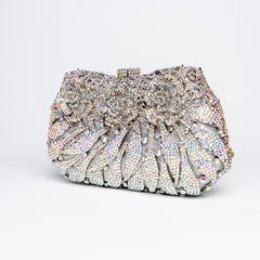 Moonlit Petals Trifecta Clutch - Silver Clutch Bag