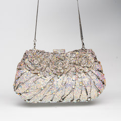 Moonlit Petals Trifecta Clutch - Silver Clutch Bag