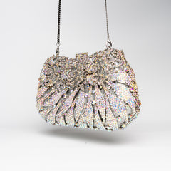 Moonlit Petals Trifecta Clutch - Silver Clutch Bag