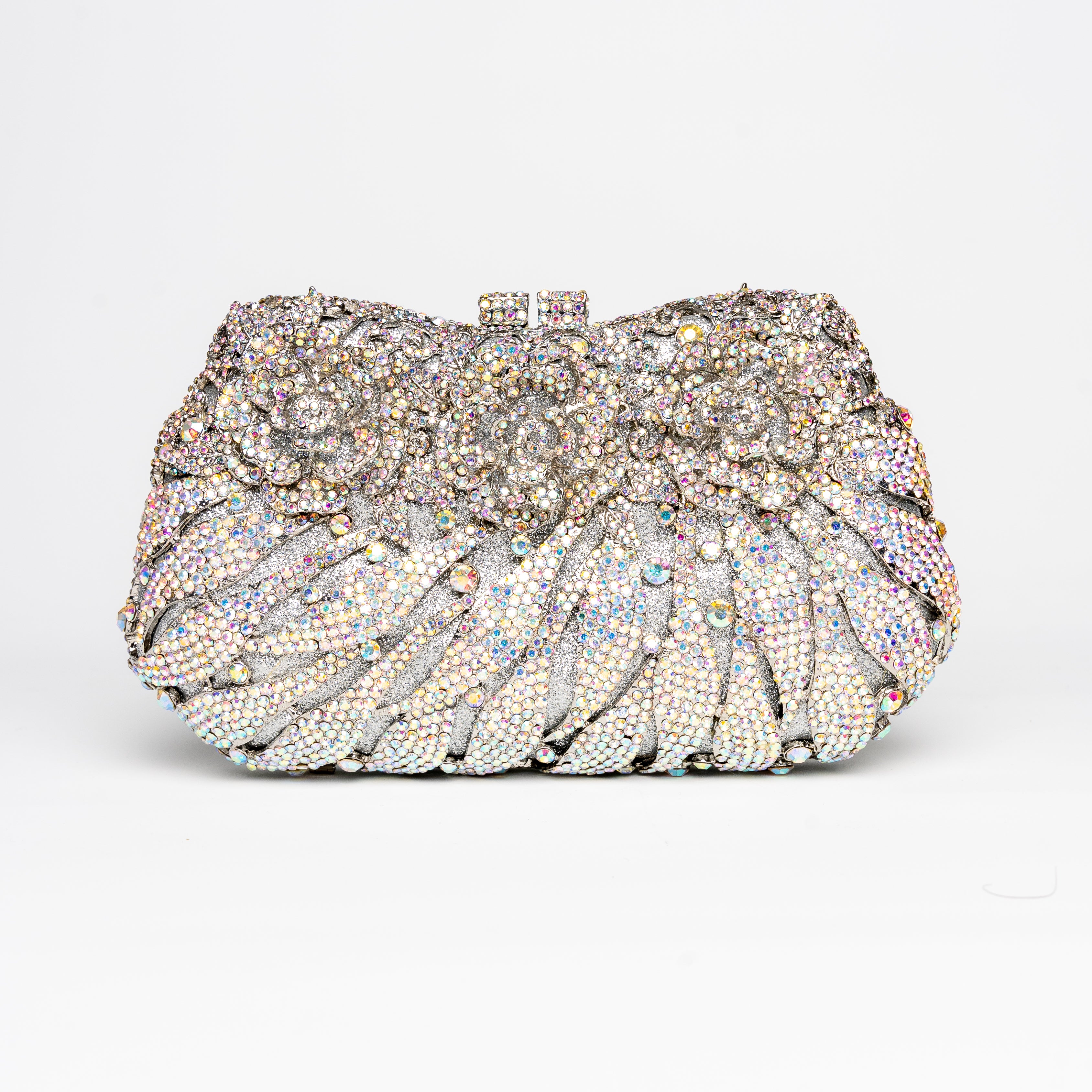 Moonlit Petals Trifecta Clutch - Silver Clutch Bag