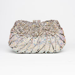 Moonlit Petals Trifecta Clutch - Silver Clutch Bag