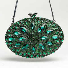 Treasure - Emerald Green Rhinestones Evening Bag