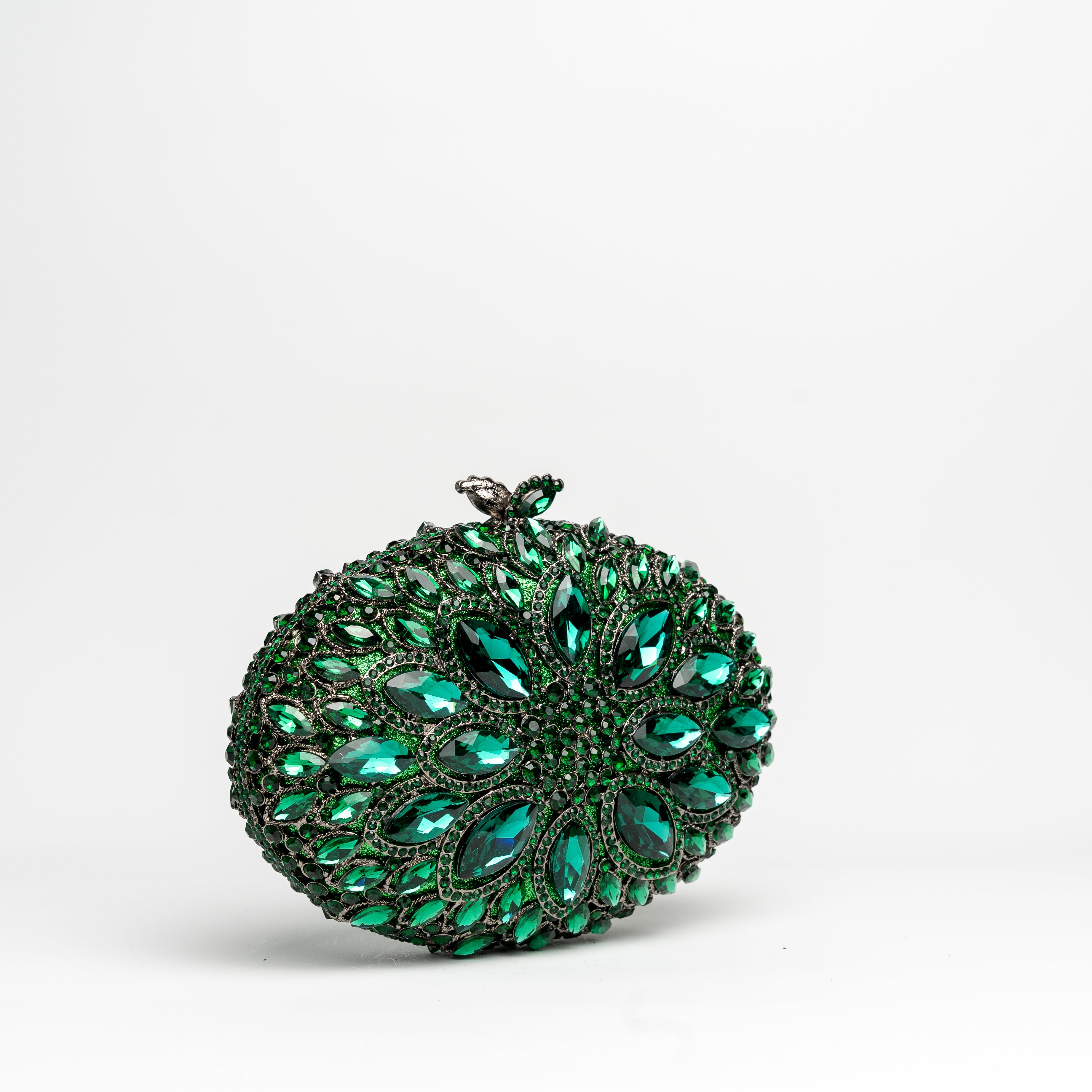 Treasure - Emerald Green Rhinestones Evening Bag