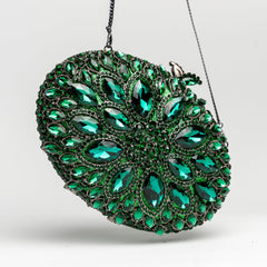 Treasure - Emerald Green Rhinestones Evening Bag