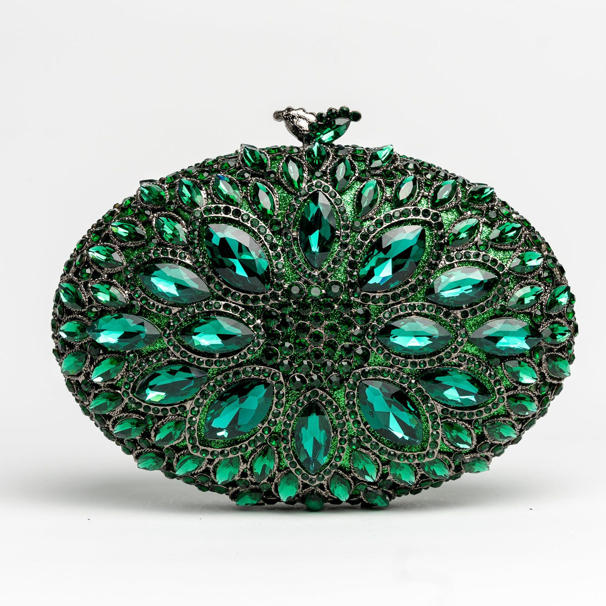 Treasure - Emerald Green Rhinestones Evening Bag